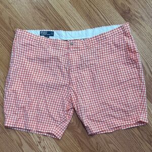 Polo by Ralph Lauren Orange and White Gingham Shorts